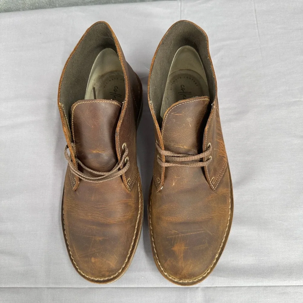 Clarks Bushacre 2 Chukka Boot Mens 10.5 Brown Leather Ultimate Comfort Lace Up